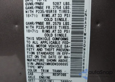 2013 Nissan Murano Sl z USA, uszkodzony, nr VIN JN8AZ1MW3DW306695